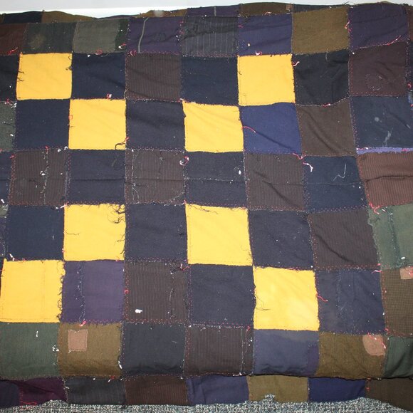 Vtg Handmade Repurposed Fabric Patchwork Quilt Top Unfinished 78"x86" - Picture 2 of 15